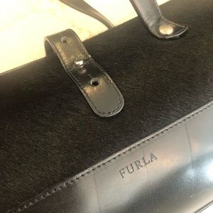 Furla  Black Leather & Pony Hair-Fur Bag